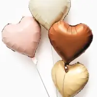 Воздушные шары фольгированные 17" "Сердце" цвет молочный сатин, набор 5 штук