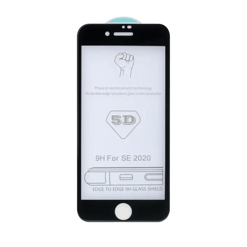 Защитное стекло IPh SE (2020) 5D 0.33mm черное  (без возврата и обмена)