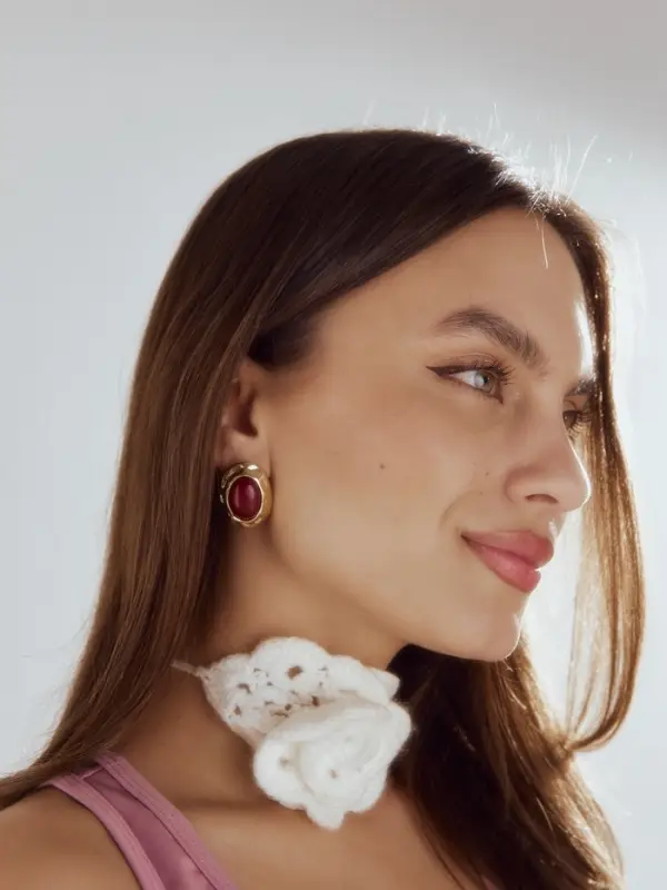 Серьги акрил &laquo;Стиль&raquo;, овал в раме, бордовые в золоте