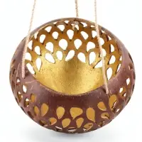 Подсвечник подвесной из кокоса, 12-14 см, коричневый