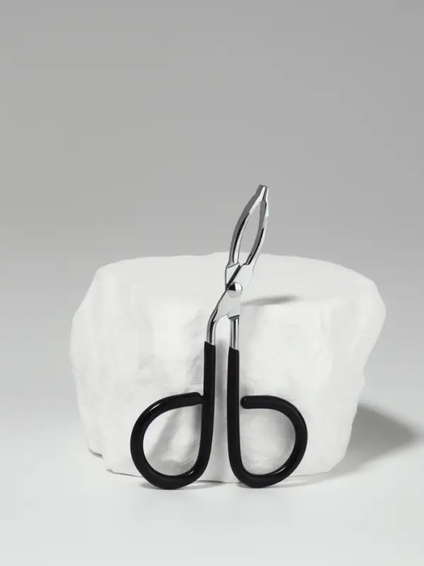 Пинцет в форме ножниц, прорезиненные ручки, 8 см, чёрный, серебристый