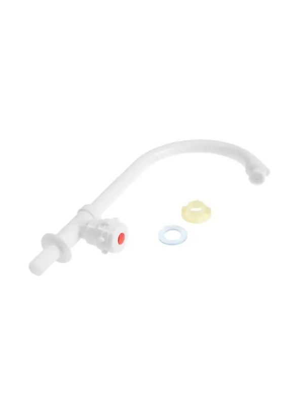 Кран на одну воду ZEIN Z2019, круглая ручка, пластик, высокий R-образный излив, белый