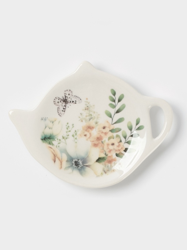 Подставка под чайный пакетик Доляна  Подставка под чайный пакетик Доляна "Цветы" цвет белый  12х9х1,5 см