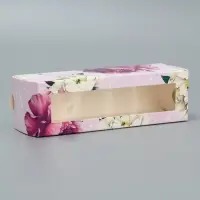 Коробка для макарун, кондитерская упаковка «Тебе с любовью», пионы, 5.5 х 18 х 5.5 см