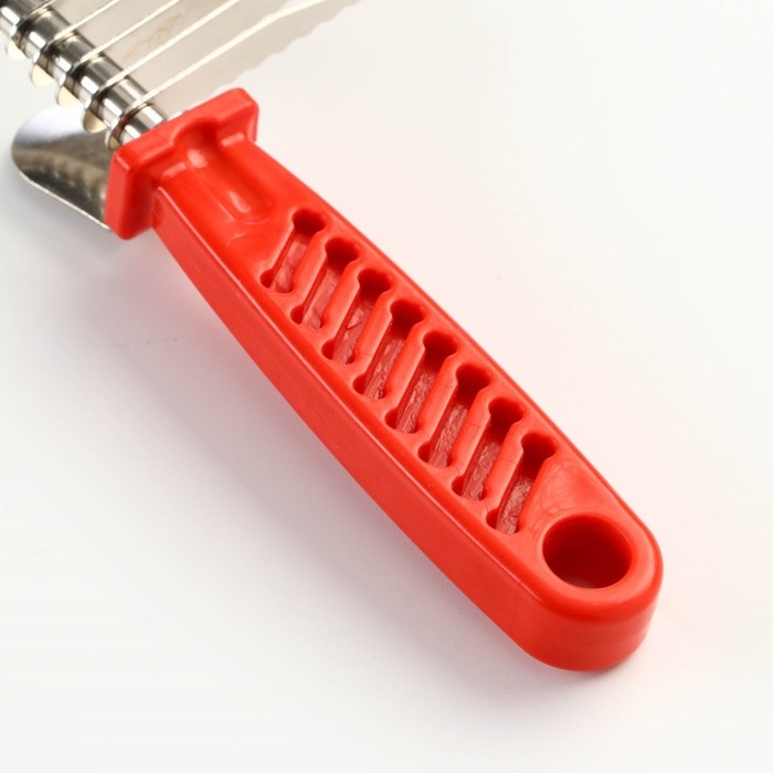 Колтунорез боковой, 9 лезвий, 6,5 х 17 см, красный Колтунорез боковой, 9 лезвий, 6,5 х 17 см, красный