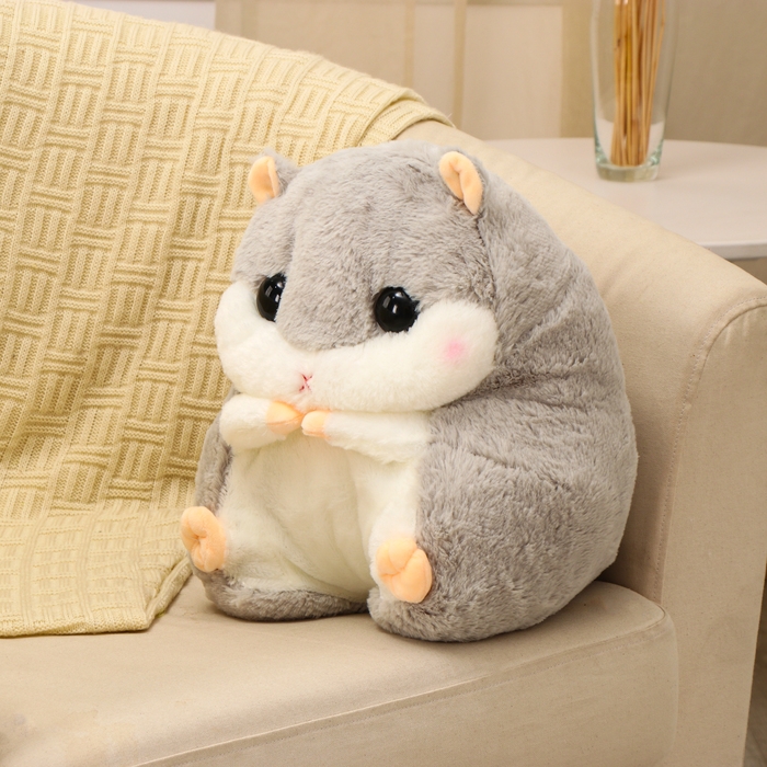 Мягкая игрушка «Хомяк» с пледом, 30 см, цвет серый