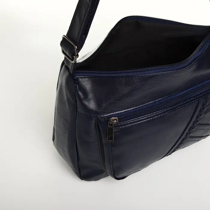 Сумка женская кросс-боди на молнии, 28&times;10&times;20 см, тёмно-синяя