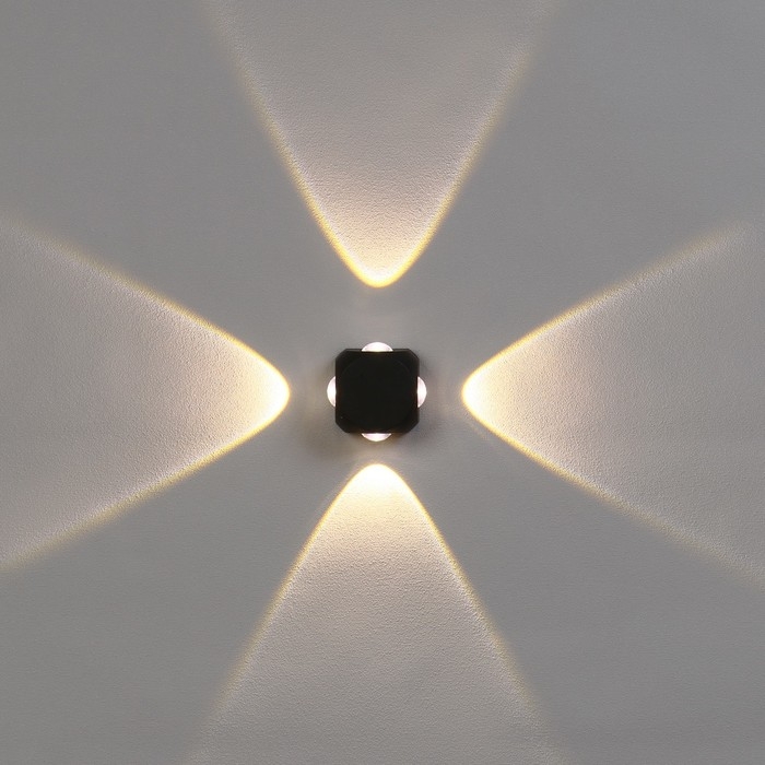 Светильник фасадный «Кубик», FSD-064, 4 Вт, 3000К, 4 луча, IP65, 220 В, пластик, черный Светильник фасадный «Кубик», FSD-064, 4 Вт, 3000К, 4 луча, IP65, 220 В, пластик, черный