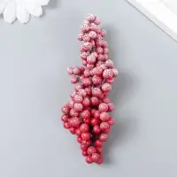 Декор для творчества веточка «Морозные красные ягодки» 9 см