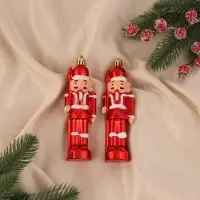 Ёлочные игрушки 2 шт. «Зимнее волшебство. Щелкунчик» пластик,14×3 см, бело-красный