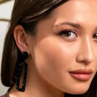 Серьги металл &laquo;Карибы&raquo;, длинный прямоугольник, чёрные