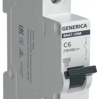 Выключатель автоматический&nbsp;ВА47-29М&nbsp;1P&nbsp;6А&nbsp;4,5кА&nbsp;C&nbsp;GENERICA