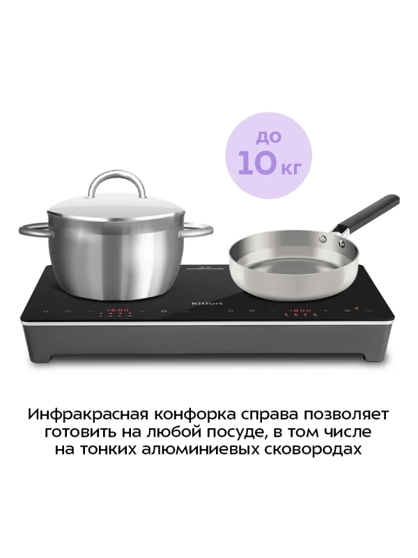 Индукционная плита + инфракрасная плита КТ-164 1600-1800 Вт Индукционная плита + инфракрасная плита КТ-164 1600-1800 Вт