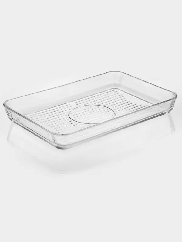 Форма для выпечки Paşabah&ccedil;e Borcam, 3.8 л, гриль, прямоугольная, жаропрочное стекло, прозрачная