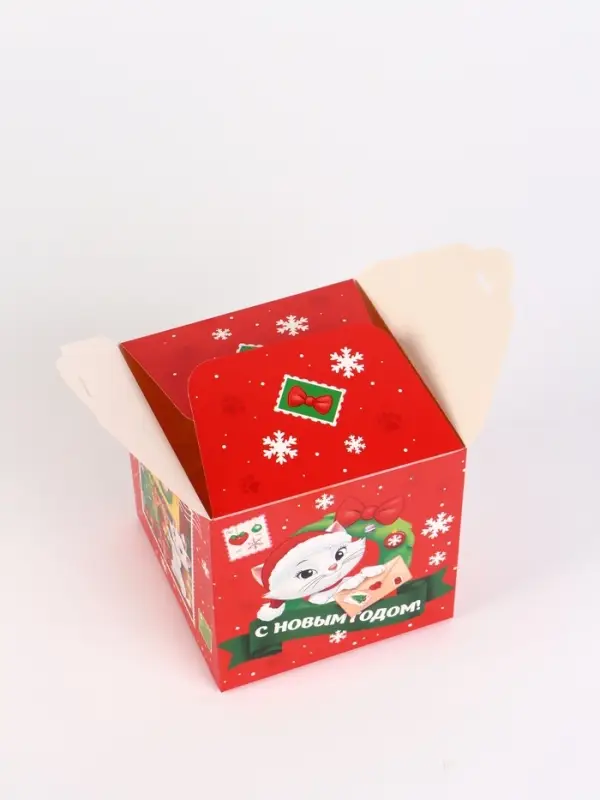 Коробка складная Коробка складная "Новогодняя почта", Кошка Мари , 12 х 12 х 12 см