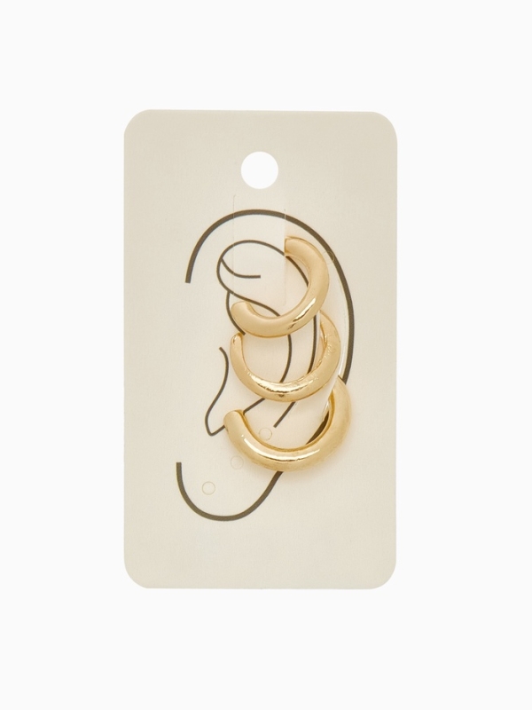 Серьги каффы «Трио», набор 3 шт. цвет золото