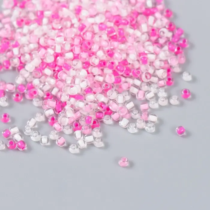 Бисер стекло 12/0  Бисер стекло 12/0 "Прозрачный. Цветная серединка. Розовый" 10 гр