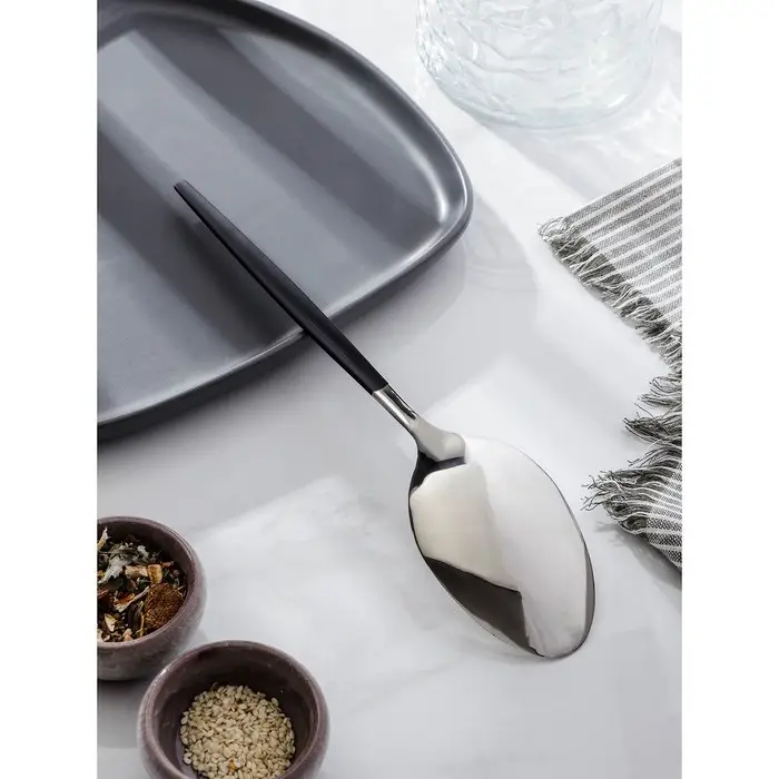 Ложка гарнирная из нержавеющей стали Magistro «Грэйс», h=27,5 см, цвет ручки чёрный, цвет головы серебряный Ложка гарнирная из нержавеющей стали Magistro «Грэйс», h=27,5 см, цвет ручки чёрный, цвет головы серебряный