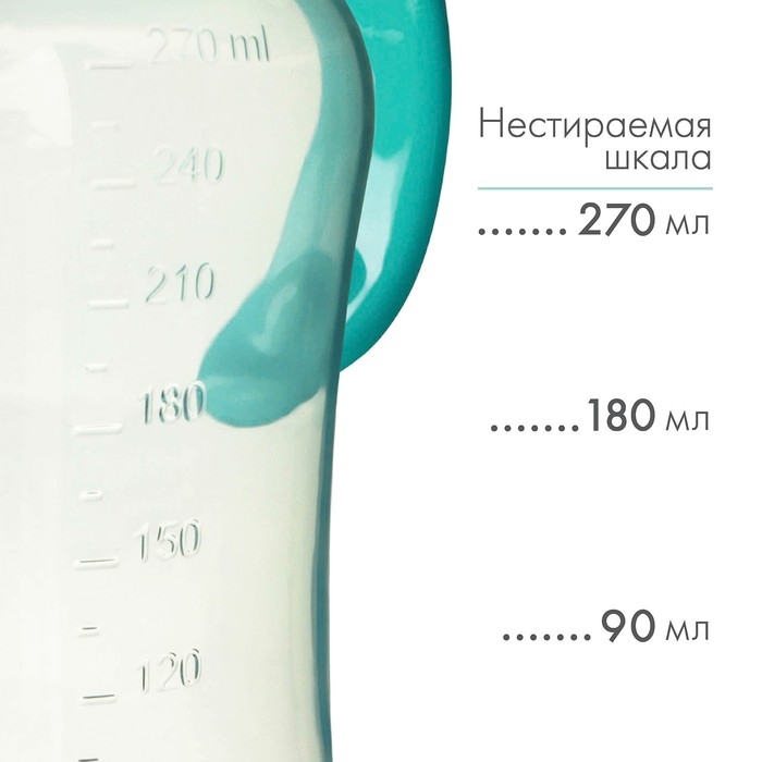 Поильник - непроливайка детский с мягким носиком, 270 мл., с ручками, цвет бирюзовый Поильник - непроливайка детский с мягким носиком, 270 мл., с ручками, цвет бирюзовый