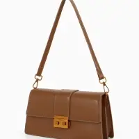 Сумка женская мессенджер TEXTURA на клапане, 26&times;8.5&times;14 см, светло-коричневая