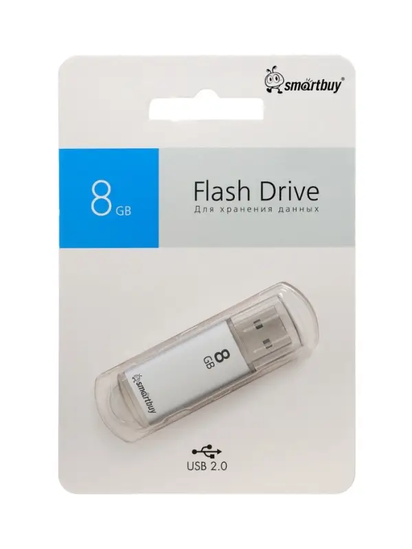 Флешка Smartbuy V-Cut, 8 Гб, USB 2.0, чтение до 25 Мб/с, запись до 15 Мб/с, серая