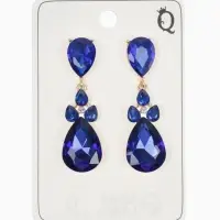 Серьги висячие со стразами &laquo;Вечеринка&raquo;, цветок из капель, сине-белые в золоте, 6.3 см