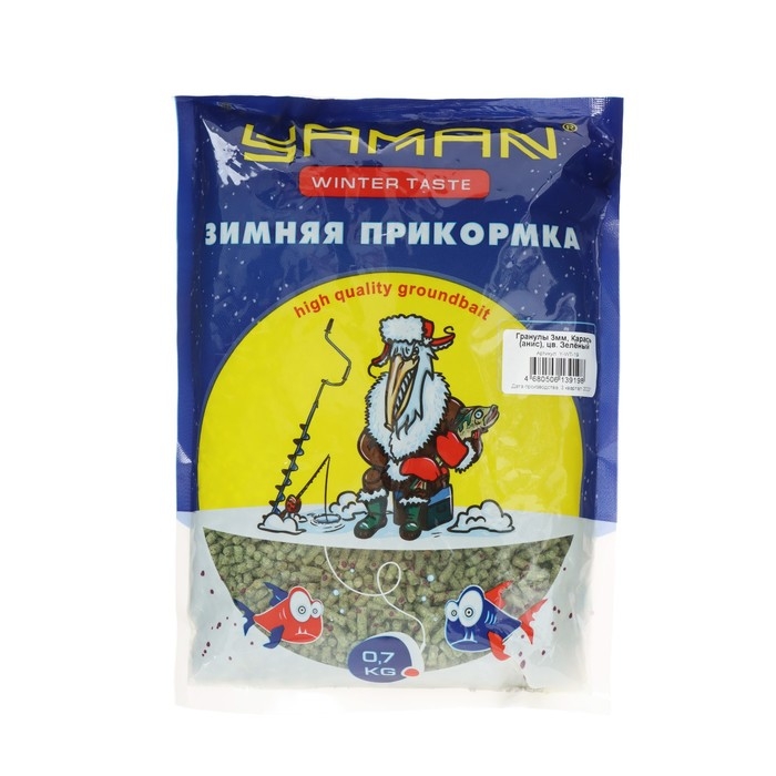 Прикормка Yaman Winter Taste гранулы 3 мм, Карась, зимняя, анис, цвет зелёный, 700 г Прикормка Yaman Winter Taste гранулы 3 мм, Карась, зимняя, анис, цвет зелёный, 700 г