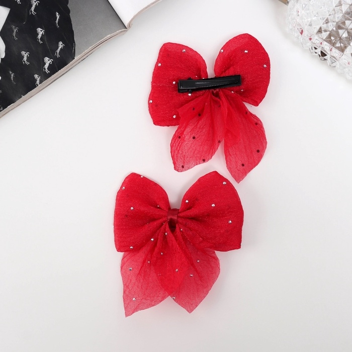 Зажим для волос  Зажим для волос "Марта" (набор 2 шт) стиль, 7,5 см, красный