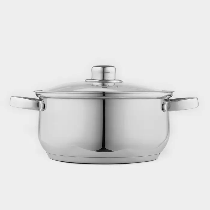 Кастрюля Катунь &laquo;Гретта&raquo;, 4.2 л, d=22 см, с крышкой, капсульное дно, индукция, нержавеющая сталь, AISI - 201, хромированная