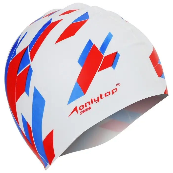 Шапочка для плавания взрослая ONLYTOP &laquo;Триколор&raquo;, силиконовая, обхват 54-60 см