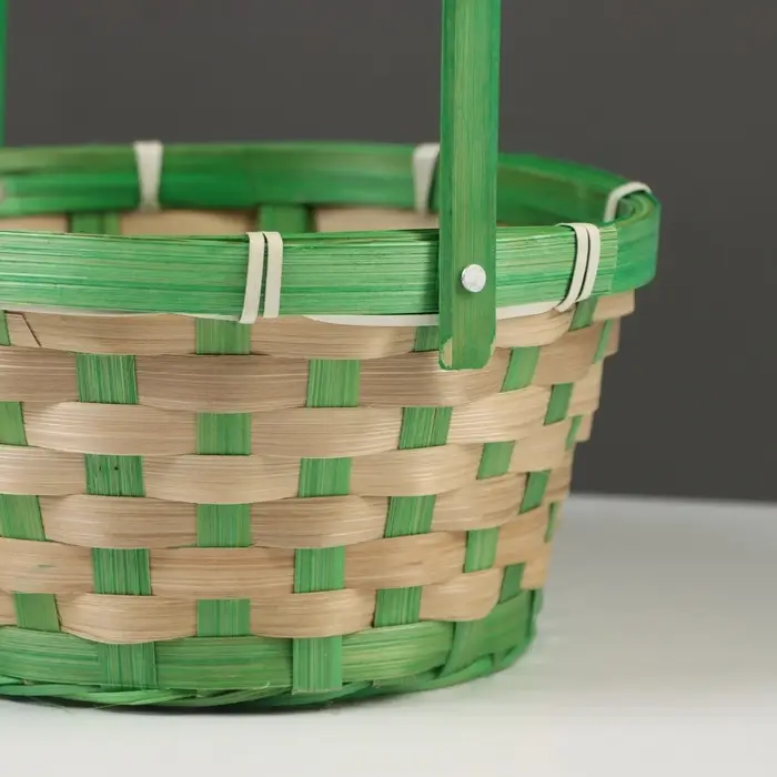 Корзина плетёная, бамбук, 21&times;21&times;10/24 см, зелёная