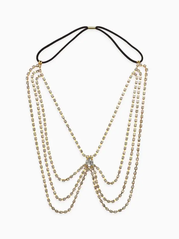 Бодичейн на бедро со стразами &laquo;Шахерезада&raquo;, белая в золоте