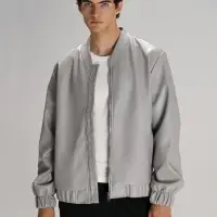 Бомбер из искусственной кожи Univer, серый, размер XL/XXL