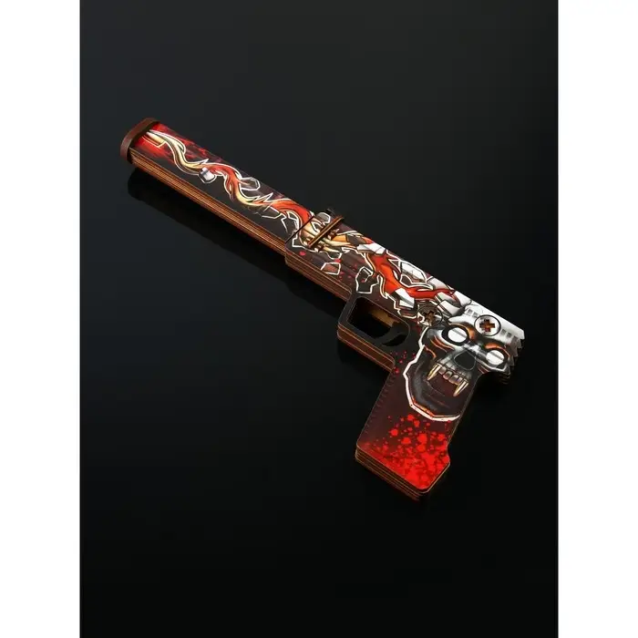 Сувенир деревянный пистолет с глушителем «Череп и пуля», ВБ, 31.9 см