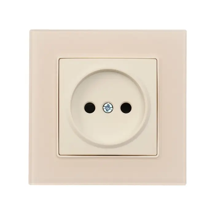 Розетка TOT Matte Glass, 10 А, стекло, скрытая, одноместная, без заземления, бежевая