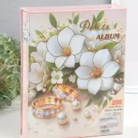 Фотоальбом на 200 фото 10х15 см "Кольца молодых и свадебный букет" в коробке 5,5х20,5х26 см   109627