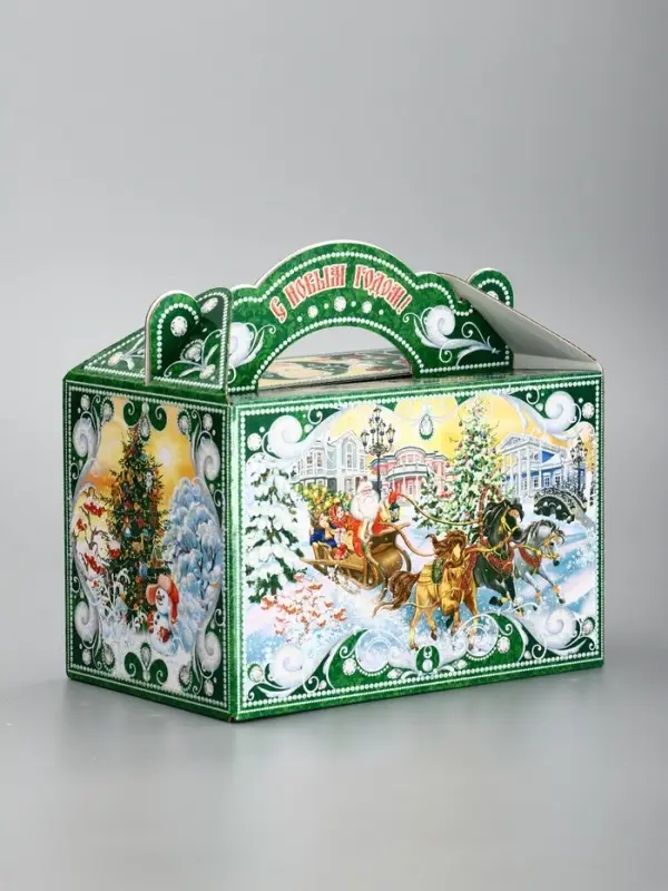 Подарочная новогодняя коробка Подарочная новогодняя коробка "Чудо-тройка", Чемоданчик средний 20×12×19 см 10653025