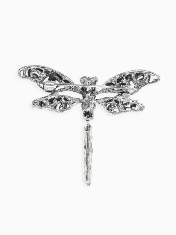 Брошь &laquo;Стрекоза ажурная&raquo;, чёрный, зелёная в чернёном серебре