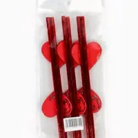 Трубочки для коктейля «Сердечки», красные, 6 шт