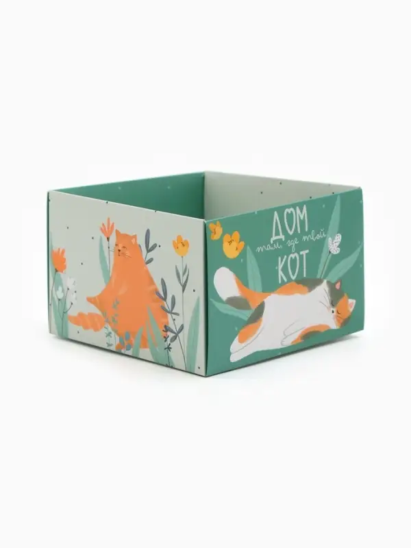 Коробка самосборная &laquo;Котики&raquo;, размер 11&times;11&times;7 см, плотность 270 г/м&sup2;