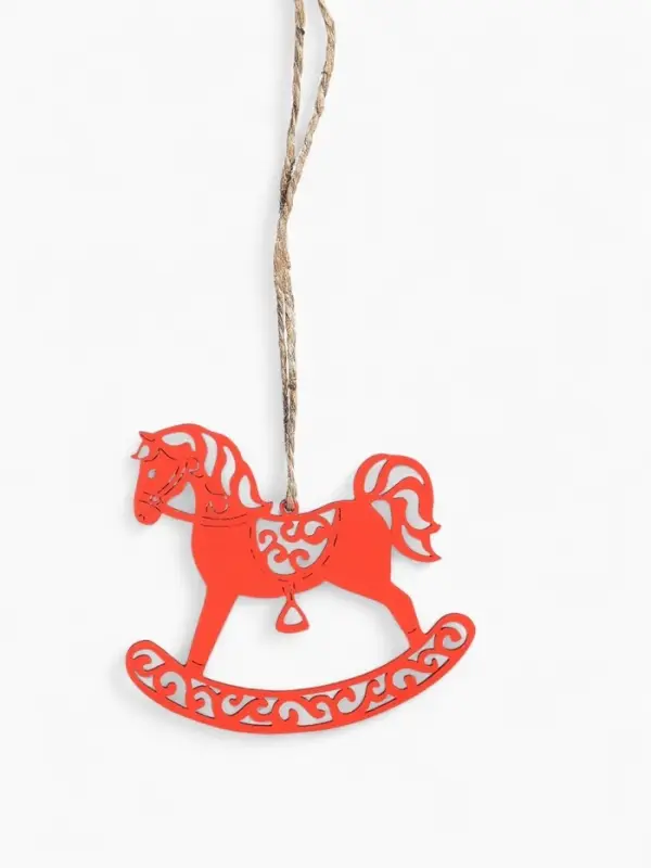 Ёлочное украшение Ёлочное украшение "Лошадка" резная 9х8 см, Красный