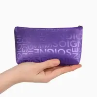 Косметичка - пенал на молнии, маленькая, с буквами, фиолетовая