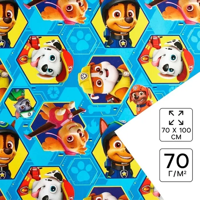 Бумага упаковочная, 70&times;100 см &laquo;Гонщик и Маршал&raquo;, Щенячий патруль