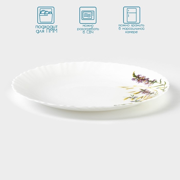 Тарелка обеденная «Полевые цветы», d=23 см, стеклокерамика, цвет белый Тарелка обеденная «Полевые цветы», d=23 см, стеклокерамика, цвет белый