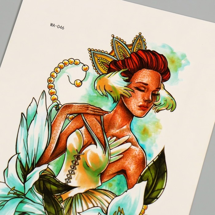 Татуировка на тело цветная Татуировка на тело цветная "Принцесса Лилий" 26,1х14,6 см