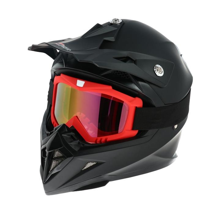 Очки-маска для езды на мототехнике, стекло золотой хром, цвет красный, ОМ-13 Очки-маска для езды на мототехнике, стекло золотой хром, цвет красный, ОМ-13