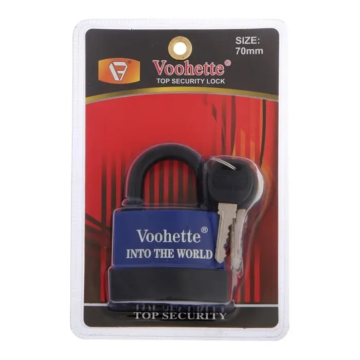 Замок навесной, 70 мм, медный цилиндр, влагозащищенный, короткая дужка, 3 ключа МИКС