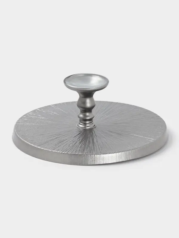 Блюдо для торта &laquo;Кувшинка&raquo;, d=28 см, на ножке, стекло, серебристое