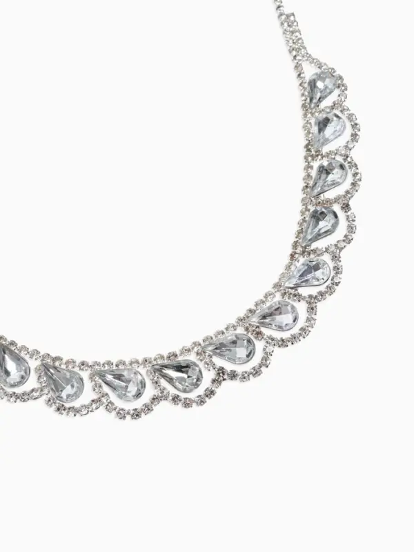 Набор 2 предмета: серьги, колье &laquo;Листопад&raquo;, капли, белый в серебре, 45 см