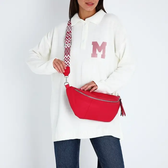 Сумка женская кросс-боди на молнии, 34&times;11&times;17 см, фуксия